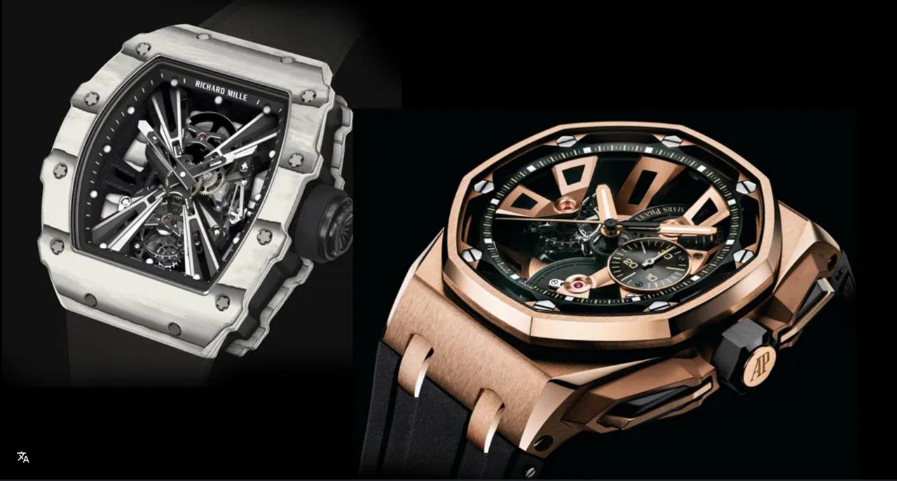 Luxury Swiss mechanical watches arranged on dark velvet